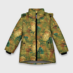 Зимняя куртка для девочки Винтажный дедушка мороз с олененком