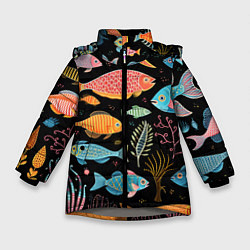Зимняя куртка для девочки Фолк-арт рыбовы