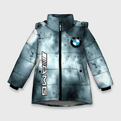 Куртка зимняя для девочки Bmw смок текстура, цвет: 3D-светло-серый