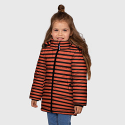 Куртка зимняя для девочки Полосатый красно-оранжевый и чёрный, цвет: 3D-черный — фото 2