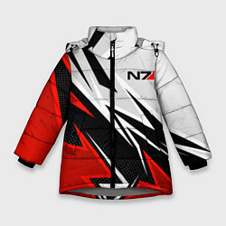 Куртка зимняя для девочки N7 mass effect - white and red, цвет: 3D-светло-серый
