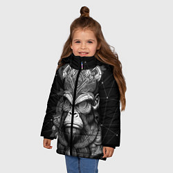 Куртка зимняя для девочки Кинг Конг король обезьян на фоне созвездия, цвет: 3D-черный — фото 2