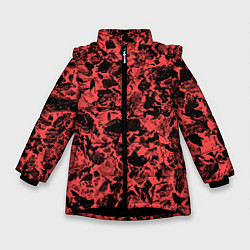 Зимняя куртка для девочки Каменная текстура коралловый