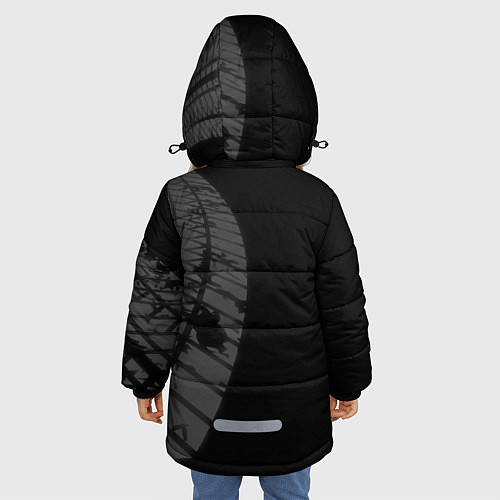 Зимняя куртка для девочки Subaru speed на темном фоне со следами шин: по-вер / 3D-Черный – фото 4