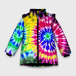 Куртка зимняя для девочки Colorful floral composition - tie-dye, цвет: 3D-черный