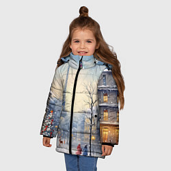 Куртка зимняя для девочки Новогодний Париж, цвет: 3D-светло-серый — фото 2