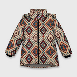 Куртка зимняя для девочки Ковёр этнические узоры, цвет: 3D-светло-серый