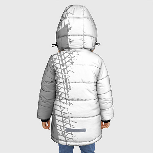 Зимняя куртка для девочки Ford speed на светлом фоне со следами шин: по-верт / 3D-Черный – фото 4