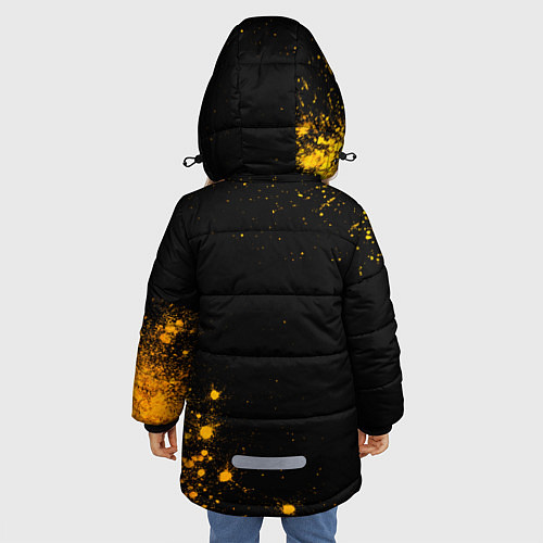 Зимняя куртка для девочки Honda - gold gradient: надпись, символ / 3D-Черный – фото 4