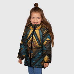 Куртка зимняя для девочки Узор в египетском стиле, цвет: 3D-светло-серый — фото 2