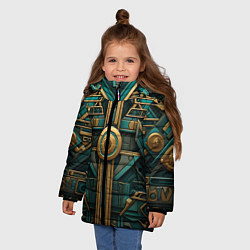 Куртка зимняя для девочки Орнамент в египетском стиле, цвет: 3D-красный — фото 2