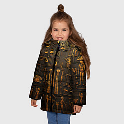 Куртка зимняя для девочки Арт в стиле египетских письмен, цвет: 3D-светло-серый — фото 2