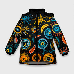 Куртка зимняя для девочки Африканский узор - нейросеть, цвет: 3D-светло-серый