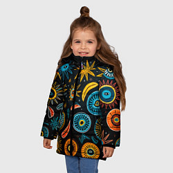 Куртка зимняя для девочки Африканский узор - нейросеть, цвет: 3D-светло-серый — фото 2