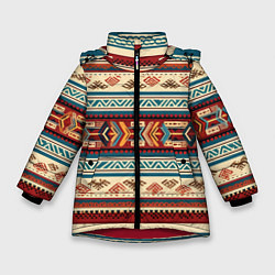 Зимняя куртка для девочки Этнический паттерн в горизонтальную полоску