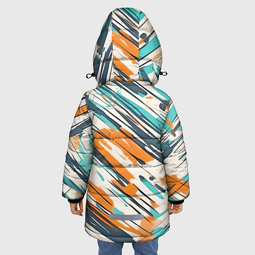 Зимняя куртка для девочки Абстракция разноцветная / 3D-Черный – фото 4