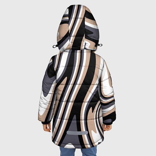 Зимняя куртка для девочки Абстракция чёрно-бежевая / 3D-Черный – фото 4