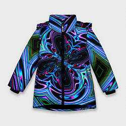 Куртка зимняя для девочки Абстракция neon, цвет: 3D-черный