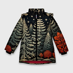 Зимняя куртка для девочки Новогоднее настроение лес
