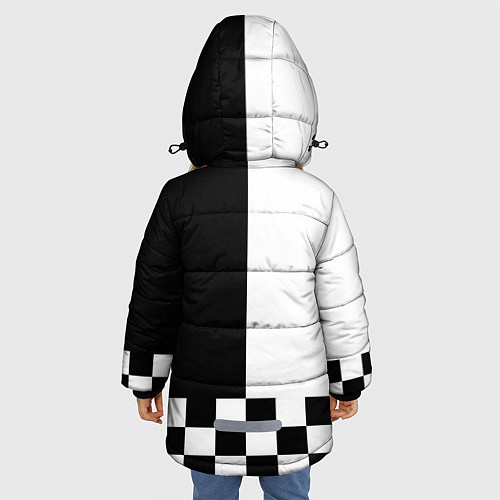 Зимняя куртка для девочки Шахматный конь / 3D-Черный – фото 4