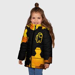 Куртка зимняя для девочки Among Us - gold gradient вертикально, цвет: 3D-черный — фото 2
