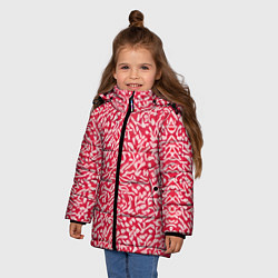 Куртка зимняя для девочки Белые узоры на красном фоне, цвет: 3D-черный — фото 2