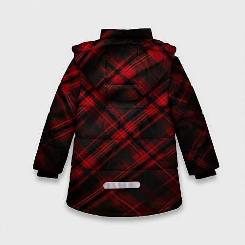 Зимняя куртка для девочки Тёмно-красная шотландская клетка / 3D-Светло-серый – фото 2