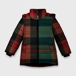Зимняя куртка для девочки Зелёно-красная шотландская клетка