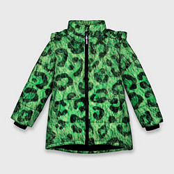 Зимняя куртка для девочки Зелёный леопард паттерн
