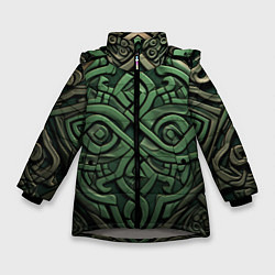 Куртка зимняя для девочки Симметричный узор в ирландском стиле, цвет: 3D-светло-серый