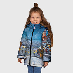 Куртка зимняя для девочки Москва новый год, цвет: 3D-светло-серый — фото 2