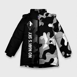 Куртка зимняя для девочки No Mans Sky glitch на темном фоне по-вертикали, цвет: 3D-черный