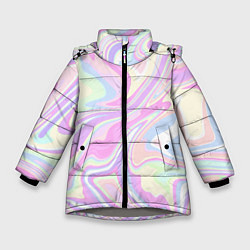 Куртка зимняя для девочки Абстракция розовая плазма, цвет: 3D-светло-серый