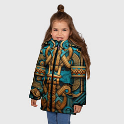 Куртка зимняя для девочки Орнамент в норвежском стиле, цвет: 3D-красный — фото 2