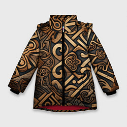Зимняя куртка для девочки Асимметричный узор в викингском стиле