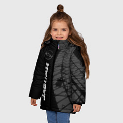 Куртка зимняя для девочки Jaguar speed на темном фоне со следами шин по-верт, цвет: 3D-черный — фото 2