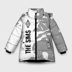 Куртка зимняя для девочки The Sims glitch на светлом фоне по-вертикали, цвет: 3D-черный