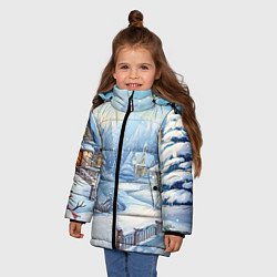 Куртка зимняя для девочки Снежная тропинка, цвет: 3D-черный — фото 2