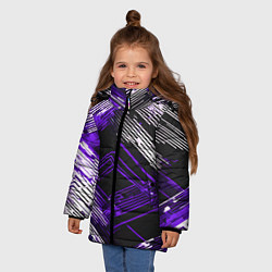 Куртка зимняя для девочки Киберпанк линии белые и фиолетовые, цвет: 3D-красный — фото 2