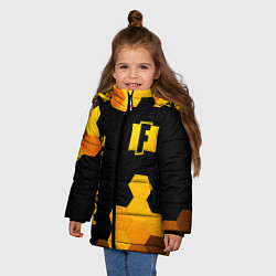 Куртка зимняя для девочки Fortnite - gold gradient вертикально, цвет: 3D-черный — фото 2