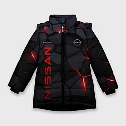 Куртка зимняя для девочки Nissan - плиты с эффектом свечения, цвет: 3D-черный