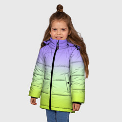 Куртка зимняя для девочки Фиолетовый мятный и желто-зеленый градиент, цвет: 3D-черный — фото 2