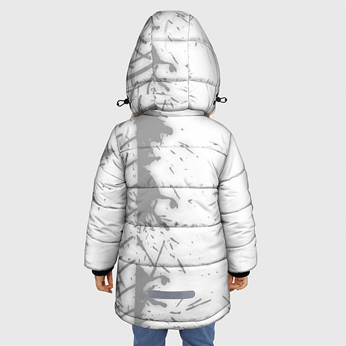 Зимняя куртка для девочки Honda speed на светлом фоне со следами шин по-верт / 3D-Черный – фото 4