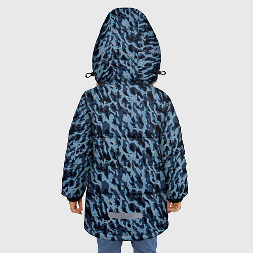 Зимняя куртка для девочки Размытый пятнистый синий / 3D-Черный – фото 4