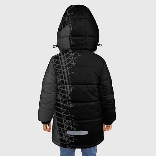 Зимняя куртка для девочки Fiat speed на темном фоне со следами шин по-вертик / 3D-Черный – фото 4