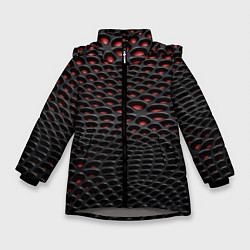 Зимняя куртка для девочки Узор на чёрно красном карбоновом фоне