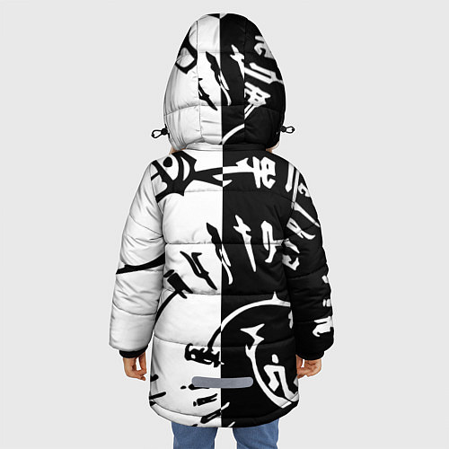 Зимняя куртка для девочки Астарион - знак на спине чб / 3D-Черный – фото 4