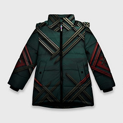 Куртка зимняя для девочки Диагональный узор в шотландском стиле, цвет: 3D-черный