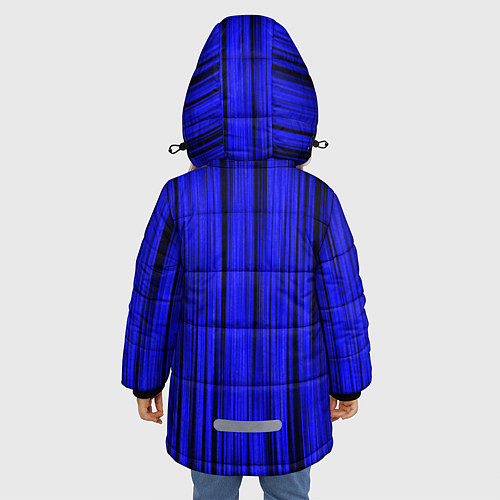 Зимняя куртка для девочки Абстрактные полосы ультрамарин / 3D-Черный – фото 4