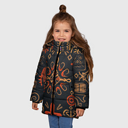 Куртка зимняя для девочки Орнамент в славянском стиле, цвет: 3D-черный — фото 2